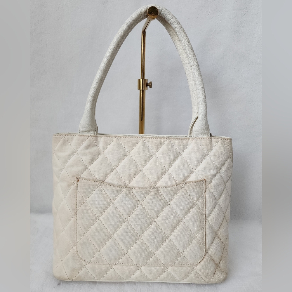 Auth Chanel CC Caviar Quilted Tassel Canvas Totes Bag - Picture 3 of 11